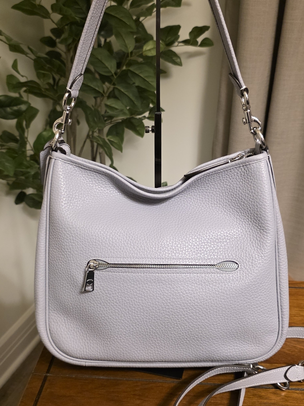 Coach Cary Pebbled Leather Shoulder Bag Blue/Grey with Crossbody Strap CC435 - Picture 4 of 11